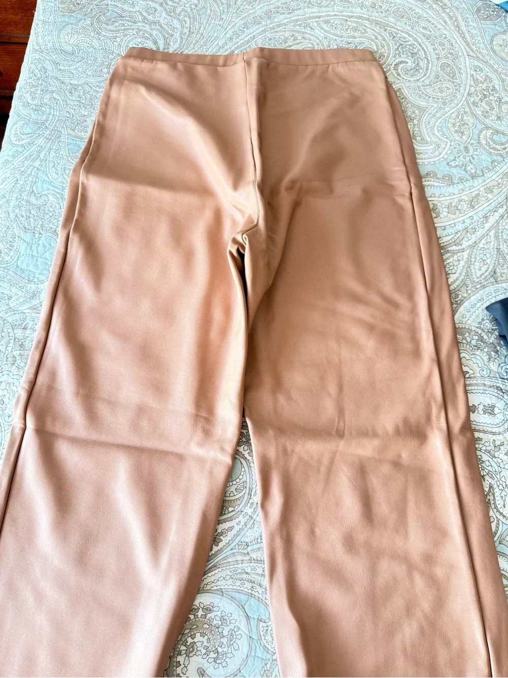 SKIMS Faux Leather High-Rise Leggings in Camel - Picture 3 of 4
